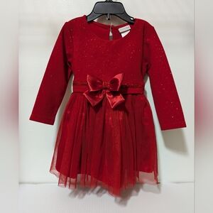 Sweet Heart Rose | Toddler Girls 2T Long Sleeve Glitter Top Festive Dress